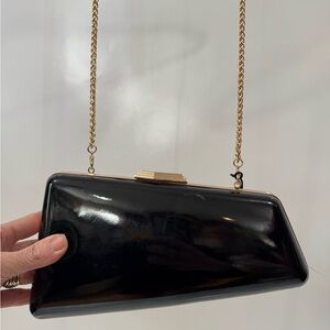 Elegant Black Clutch with Gold Chain NwT